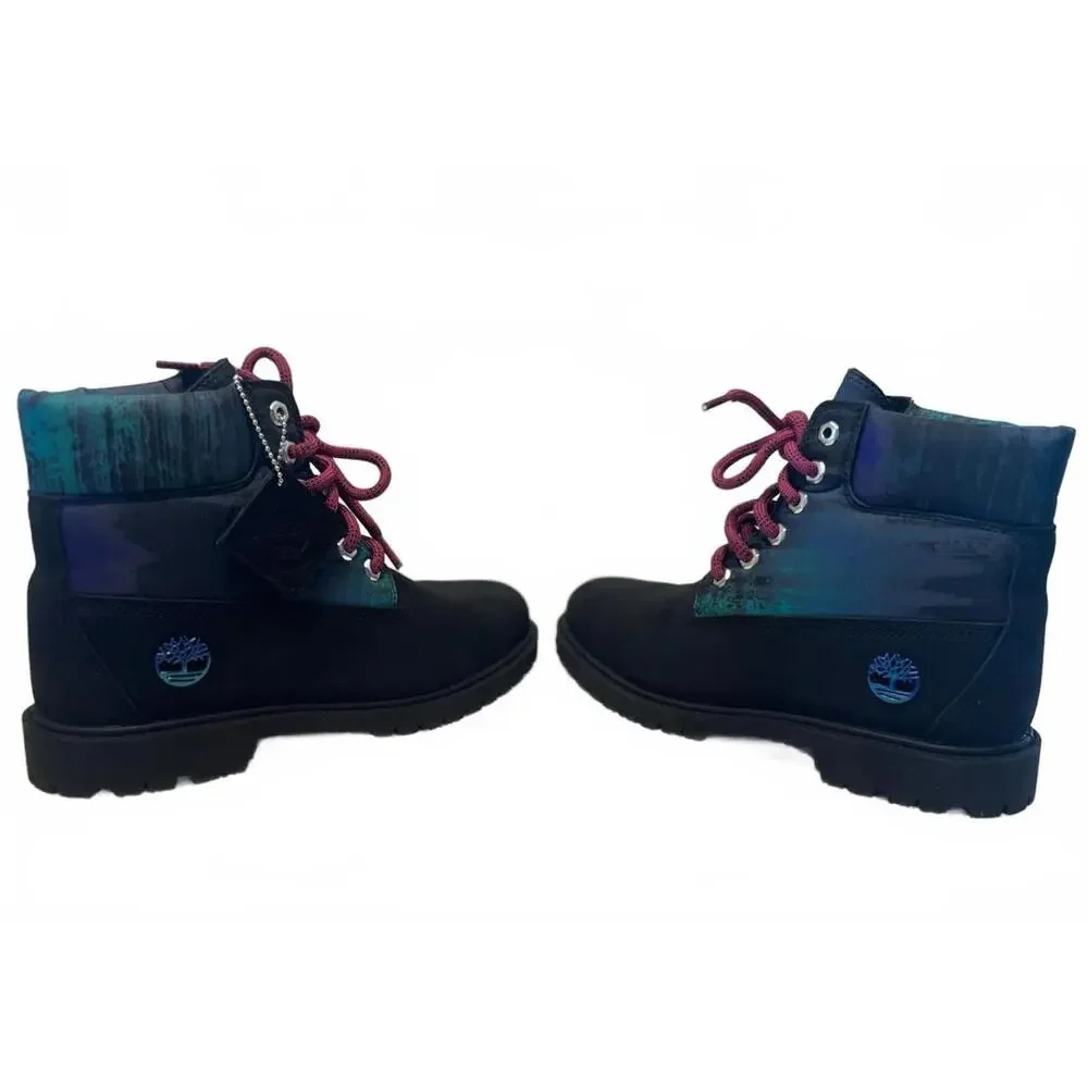 Timberland Women’s Lace-Up Boots Black with Teal Accent - Picture 2 of 4